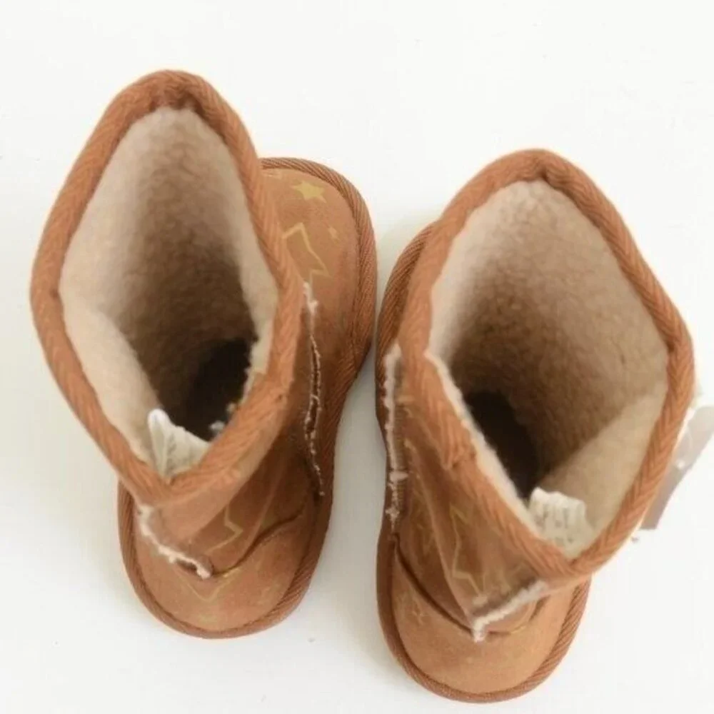 Airwalk Cognac Girls' Emma Star Cozy‎ Toddler Shearling Boot Size 6 Warm Winter